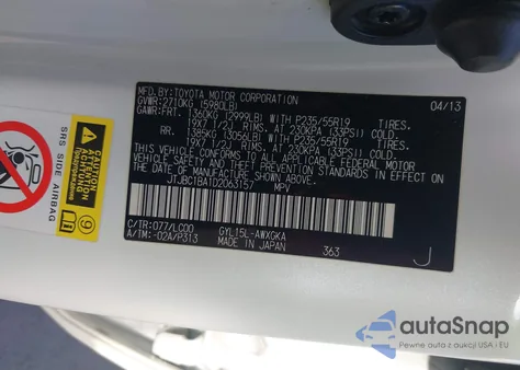 2013 Lexus Rx 450H z USA, uszkodzony, nr VIN JTJBC1BA1D2063157